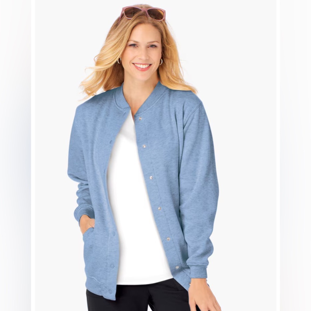 Blair Cozy Snap-Front Jacket Cardigan Blue Like New